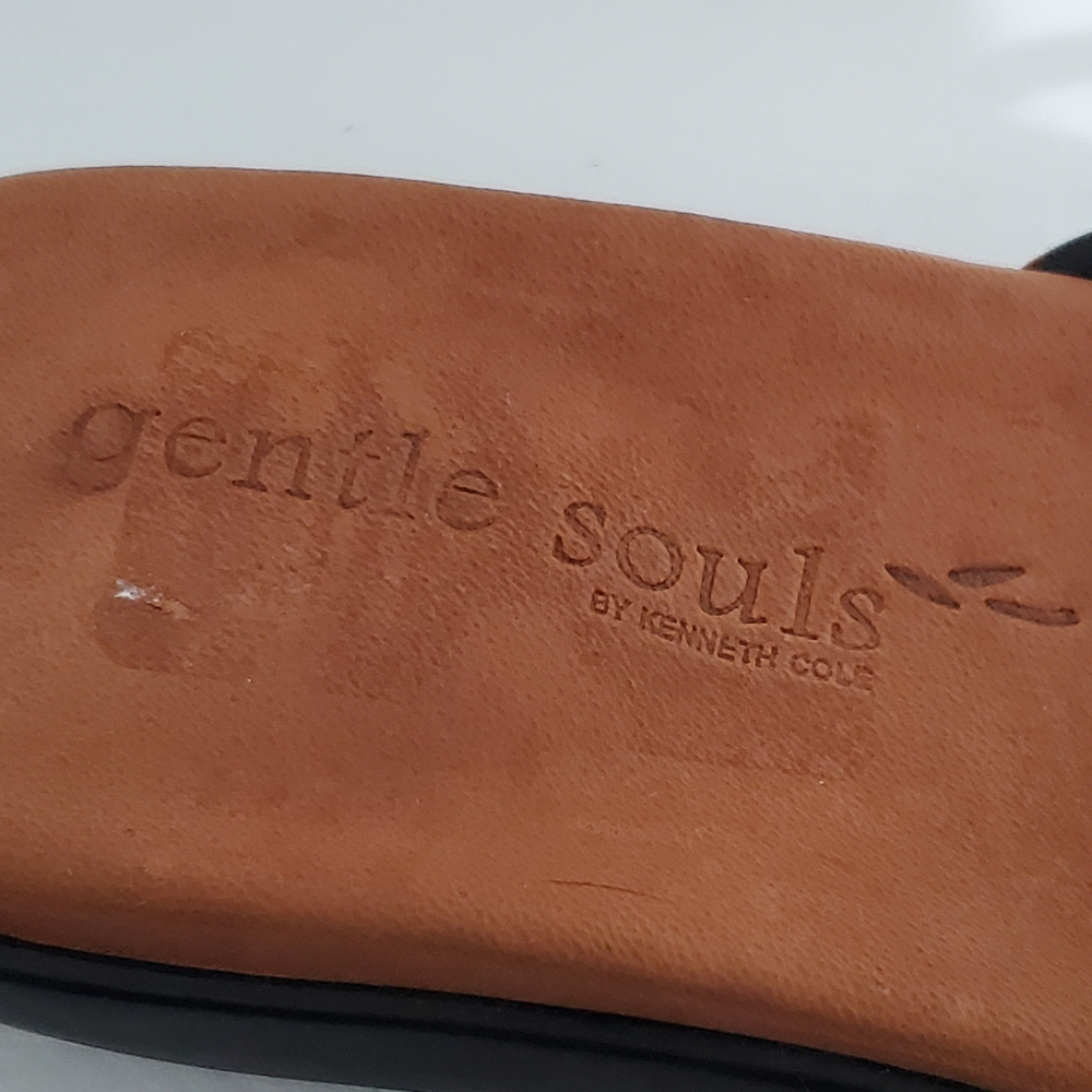 Gentle Souls Golum Kenneth Cole Black and Brown Leather Slide Sandals - Picture 7 of 9